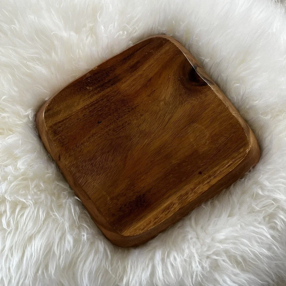 Mid-century Wood‎ 4-Section Serving Dish Acacia Wood